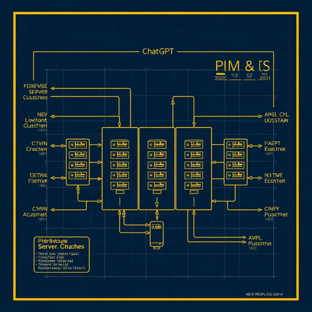 Technical blueprint of a server cluster architecture, bluepr
